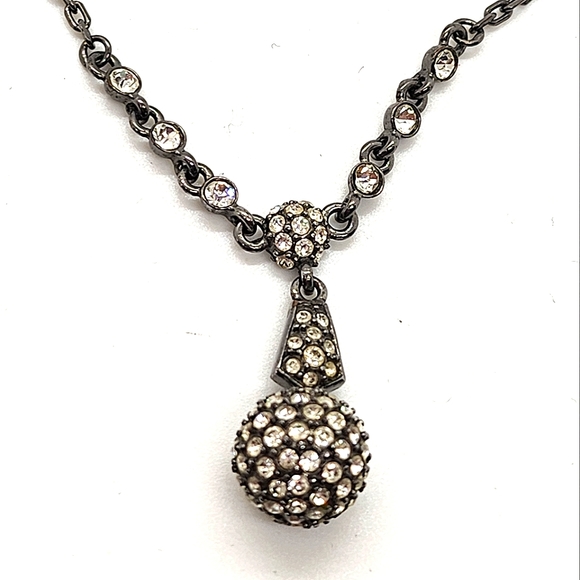 Givenchy Y Crystal Ball Gun Metal Necklace - Picture 4 of 6